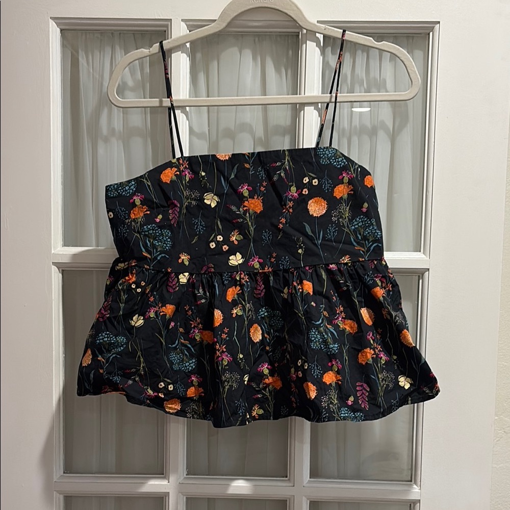 A New Day Black Floral Tank Top